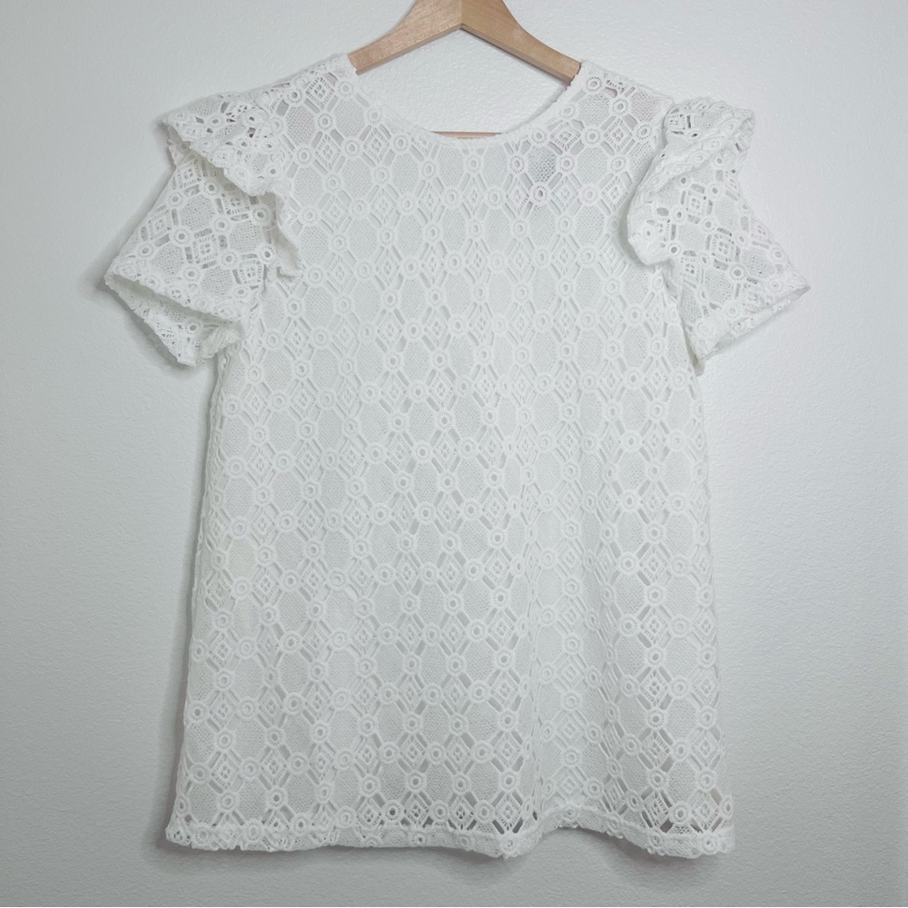 Doe & Rae White Lace Blouse